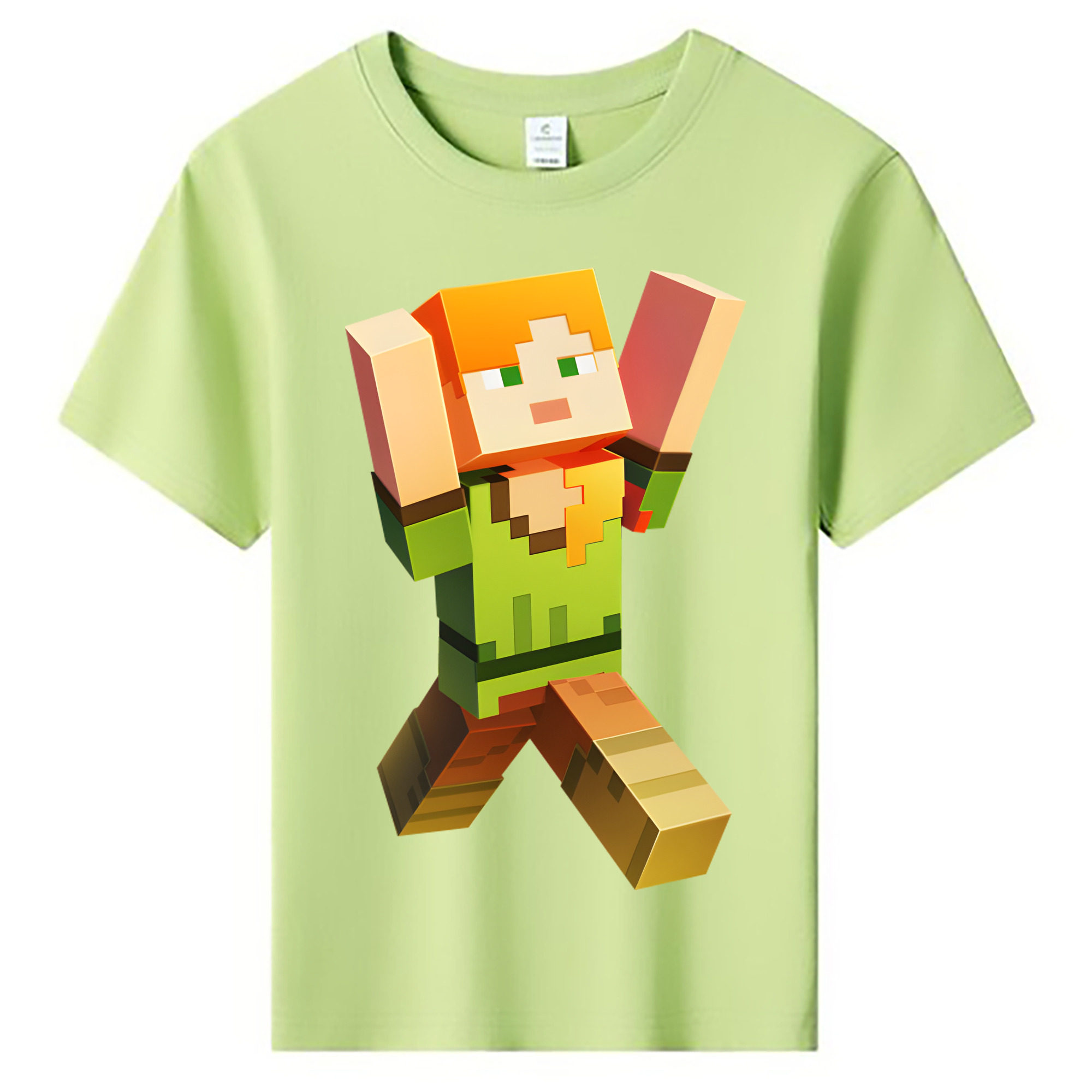 （画像用） マインクラフト ブロックの世界 Minecraft MC Block world 綿100％キッズTシャツ（フロントプリント）